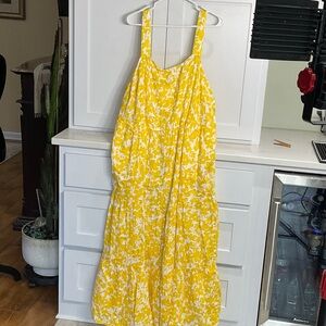 Sonoma Yellow Floral Spaghetti Strap Maxi Dress